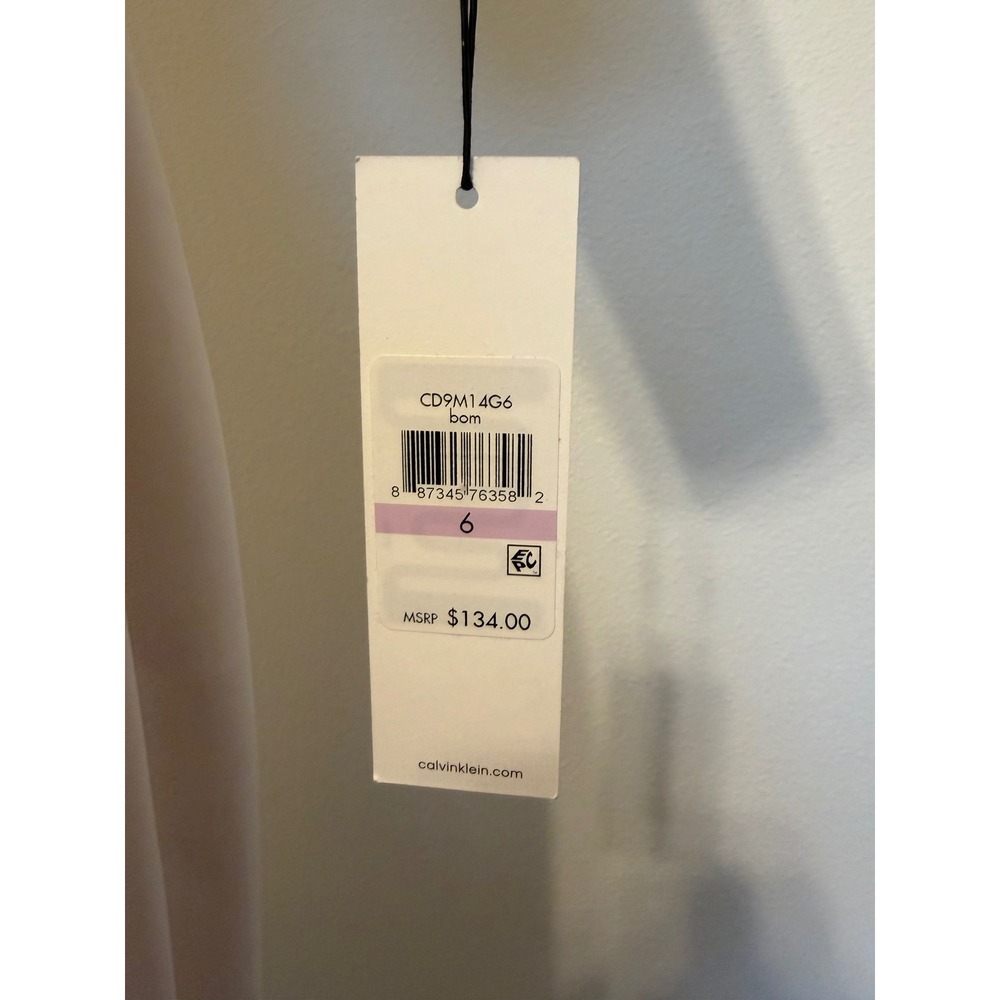 Calvin Klein Sheath Dress Elbow Sleeve Zipper Back Beige‎ Size 6 - Picture 4 of 10